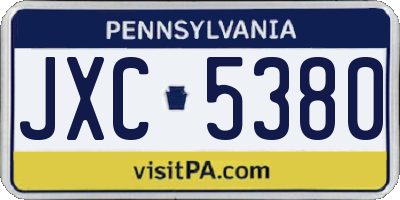 PA license plate JXC5380