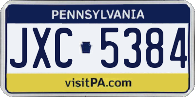 PA license plate JXC5384