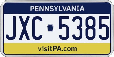 PA license plate JXC5385