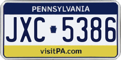 PA license plate JXC5386