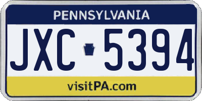 PA license plate JXC5394