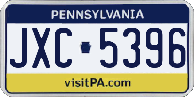PA license plate JXC5396