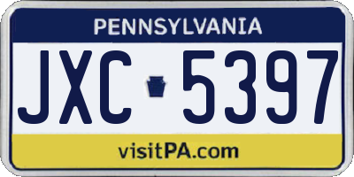 PA license plate JXC5397