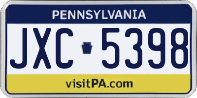 PA license plate JXC5398