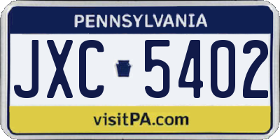 PA license plate JXC5402