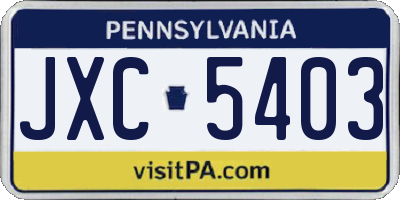 PA license plate JXC5403