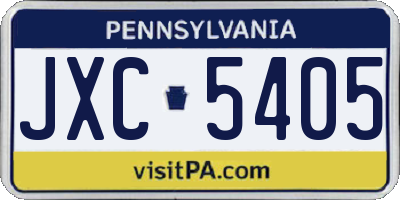 PA license plate JXC5405