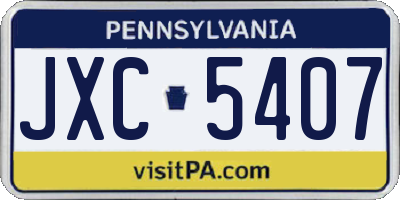 PA license plate JXC5407