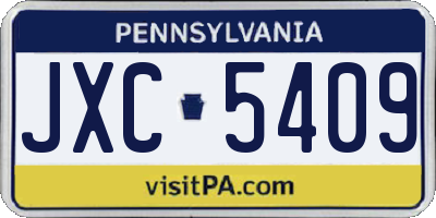 PA license plate JXC5409