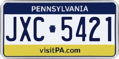 PA license plate JXC5421