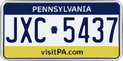 PA license plate JXC5437
