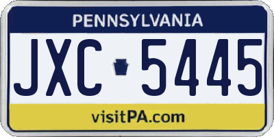 PA license plate JXC5445