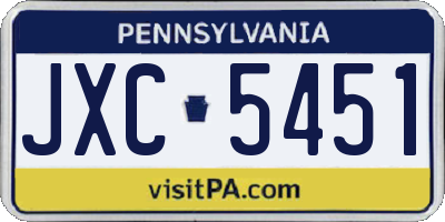 PA license plate JXC5451