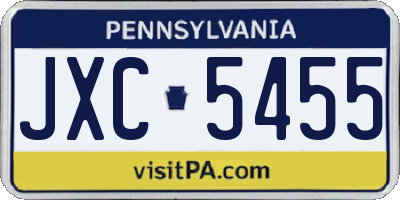 PA license plate JXC5455