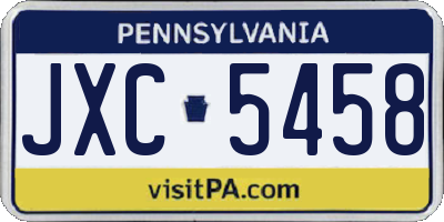 PA license plate JXC5458