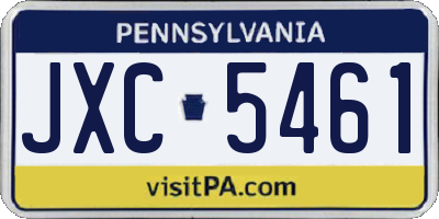 PA license plate JXC5461