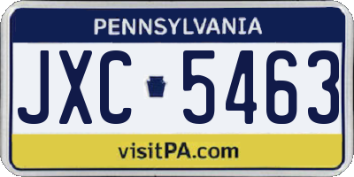 PA license plate JXC5463