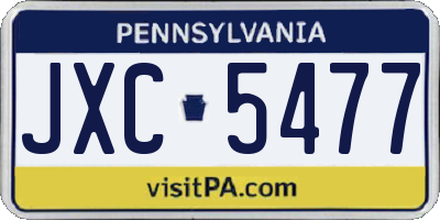 PA license plate JXC5477