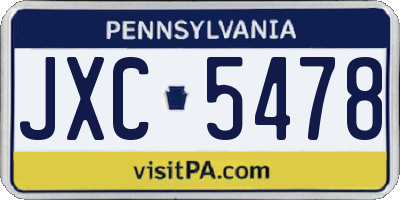 PA license plate JXC5478