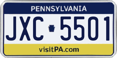 PA license plate JXC5501