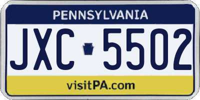 PA license plate JXC5502
