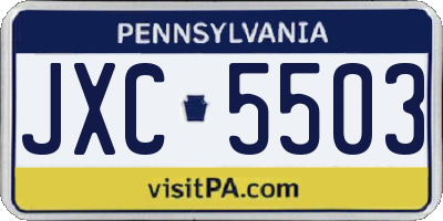 PA license plate JXC5503