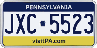 PA license plate JXC5523