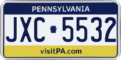 PA license plate JXC5532