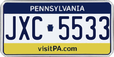 PA license plate JXC5533