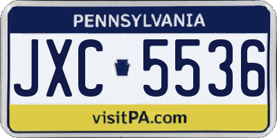 PA license plate JXC5536