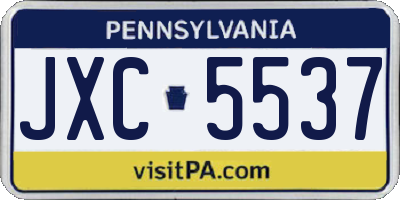 PA license plate JXC5537