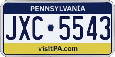 PA license plate JXC5543