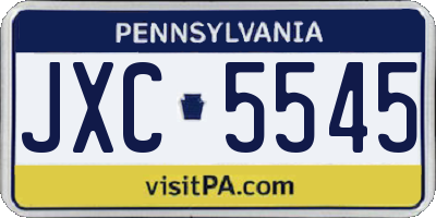 PA license plate JXC5545