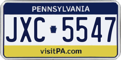 PA license plate JXC5547