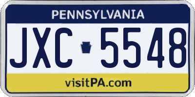 PA license plate JXC5548