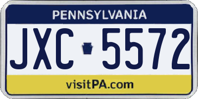 PA license plate JXC5572