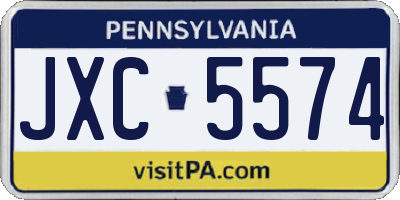 PA license plate JXC5574