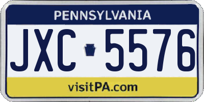 PA license plate JXC5576