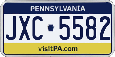 PA license plate JXC5582