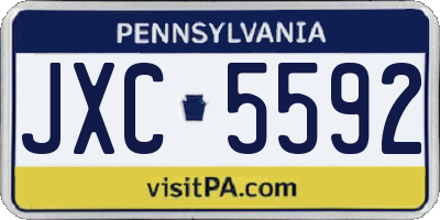 PA license plate JXC5592