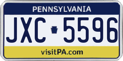 PA license plate JXC5596