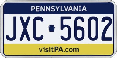 PA license plate JXC5602