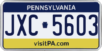 PA license plate JXC5603