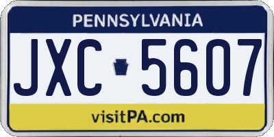 PA license plate JXC5607