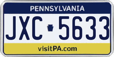 PA license plate JXC5633