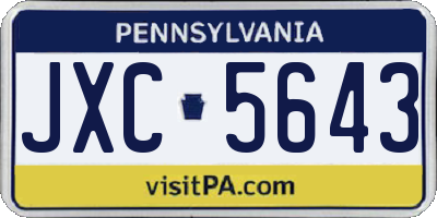 PA license plate JXC5643