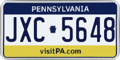 PA license plate JXC5648