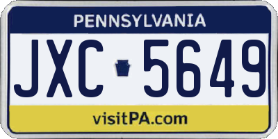 PA license plate JXC5649