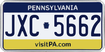 PA license plate JXC5662