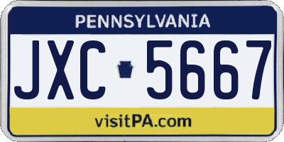 PA license plate JXC5667